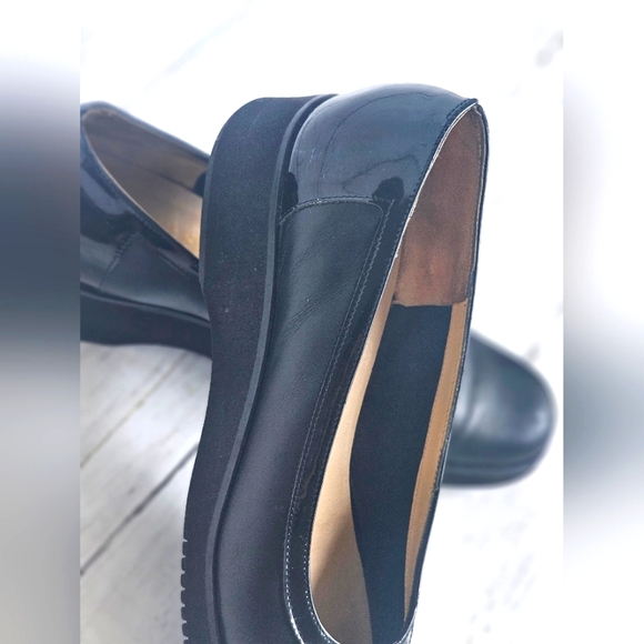 Salvatore Ferragamo Black Leather Slip on Loafers Luxury Wedges Round Toe - Picture 15 of 16